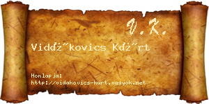 Vidákovics Kürt névjegykártya